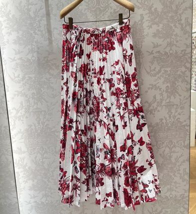 Women White Floral Chiffon Maxi Skirt