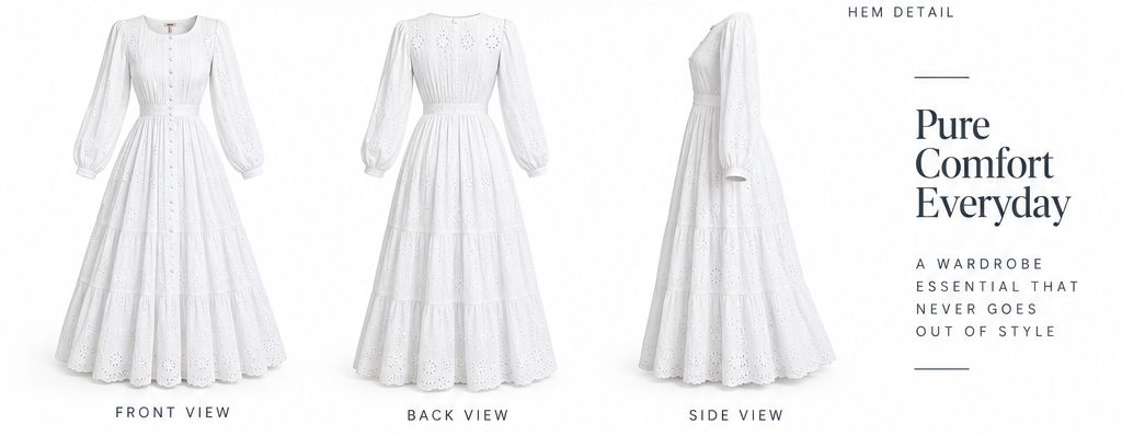 Elegant White Long Sleeve Maxi Dress