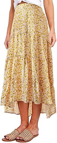 Women Cream Floral Layered Maxi Skirt