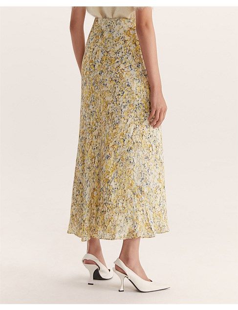 Women Cream Floral Layered Maxi Skirt
