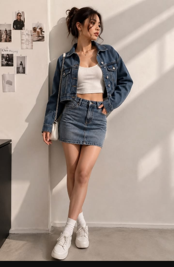 Women Dark Blue Denim Mini Skirt