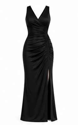 Black Sleeveless Ruched Bodycon Dress