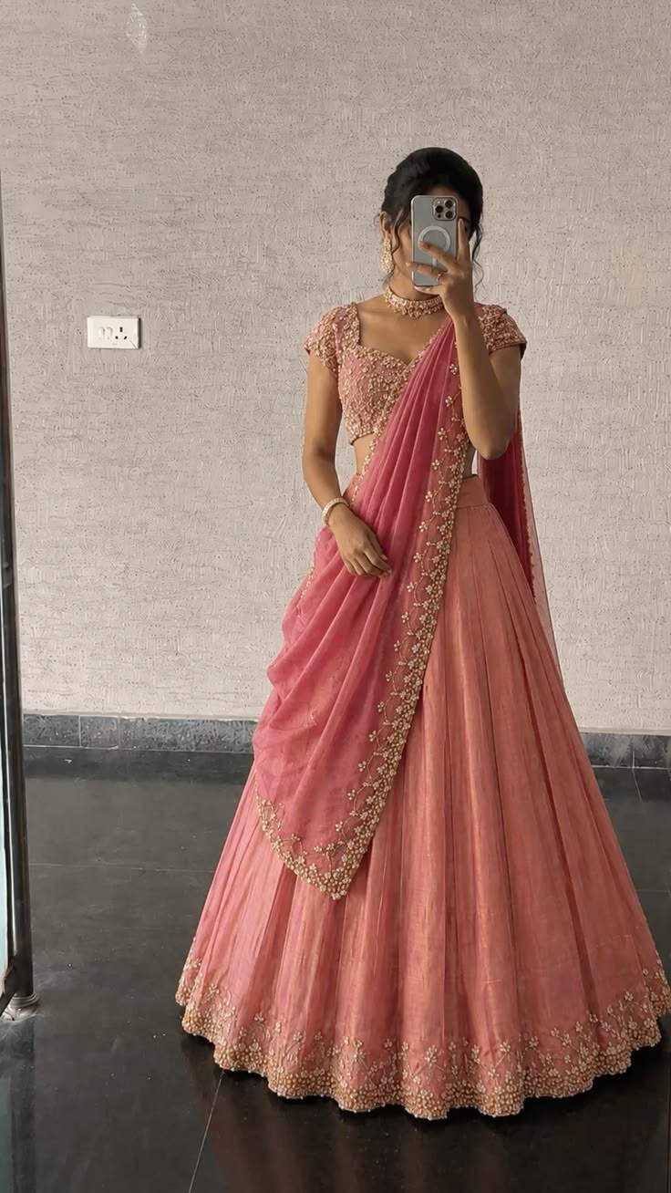 Women Mauve Sequin Embellished Lehenga Set