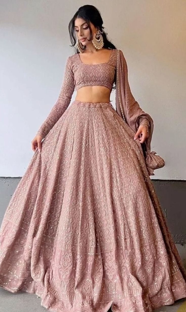 Women Blush Pink Embroidered Lehenga Choli