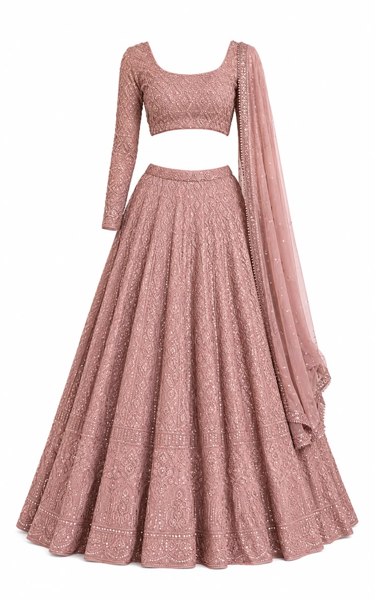 Women Blush Pink Embroidered Lehenga Choli
