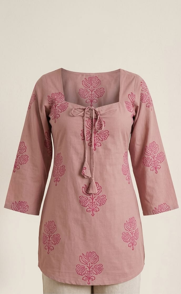Women Maroon Geometric Printed Flared Kurti