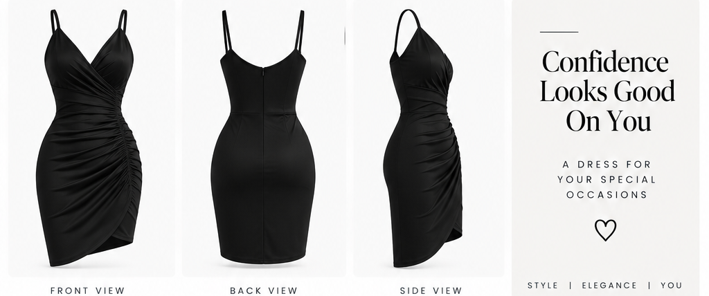 Black Sculpted Ruched Bodycon Midi Dress