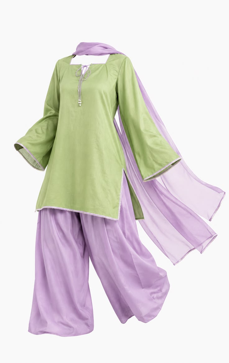 Women Pistachio Green Lavender Patiala Suit Set