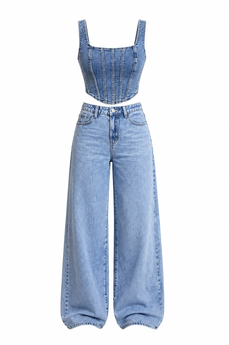 Blue Denim Corset Top