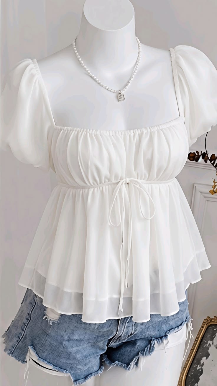 White Ruched Long Sleeve Top