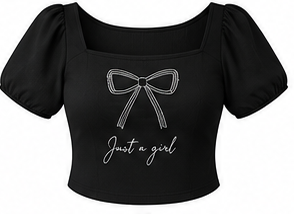 Black Bow Detail Crop Top