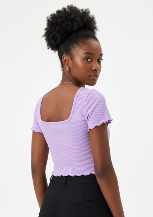 Lavender Ribbed Square Neck Crop Top