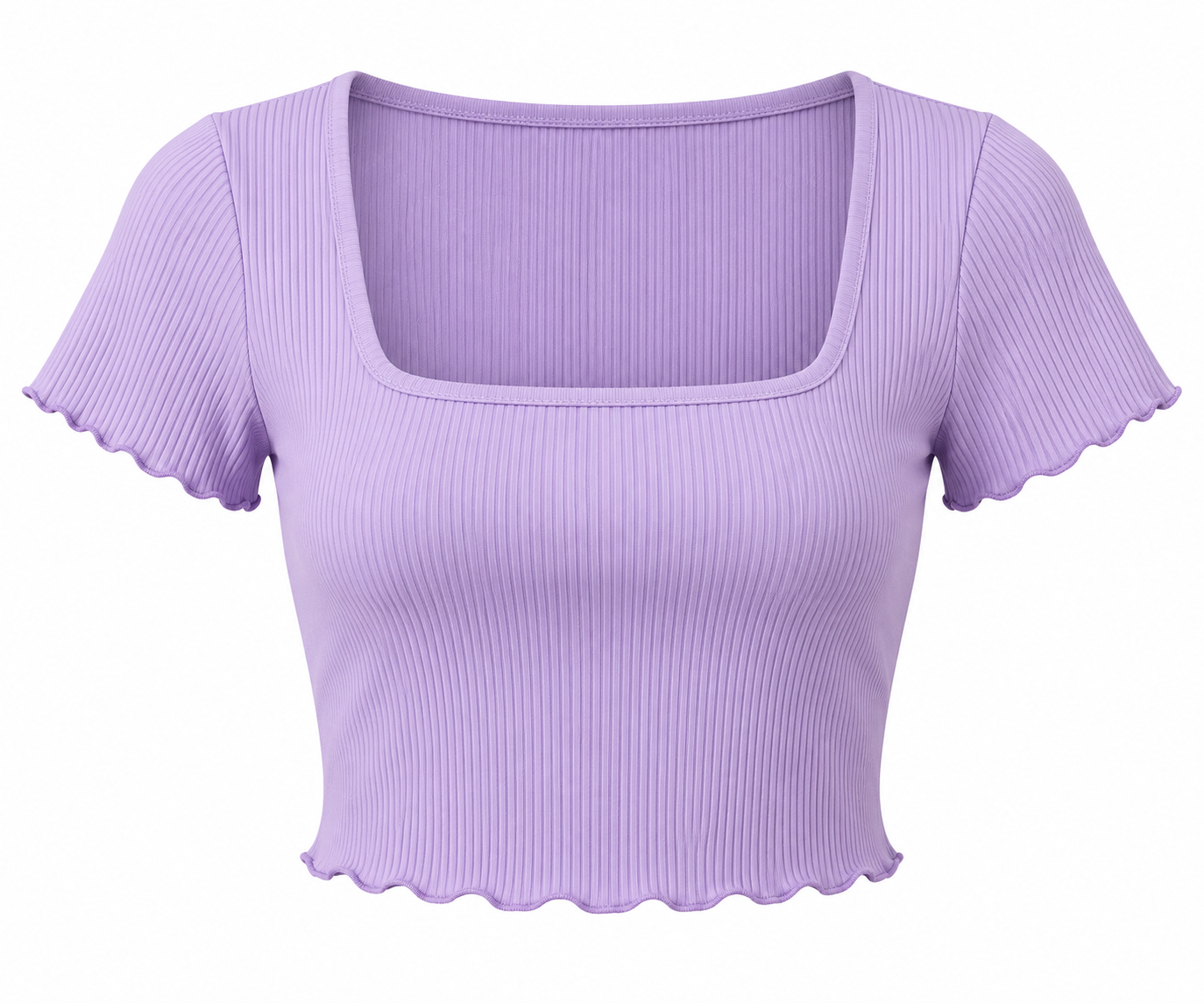 Lavender Ribbed Square Neck Crop Top