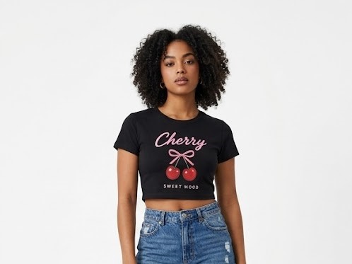 Black Cherry Graphic Crop T-Shirt