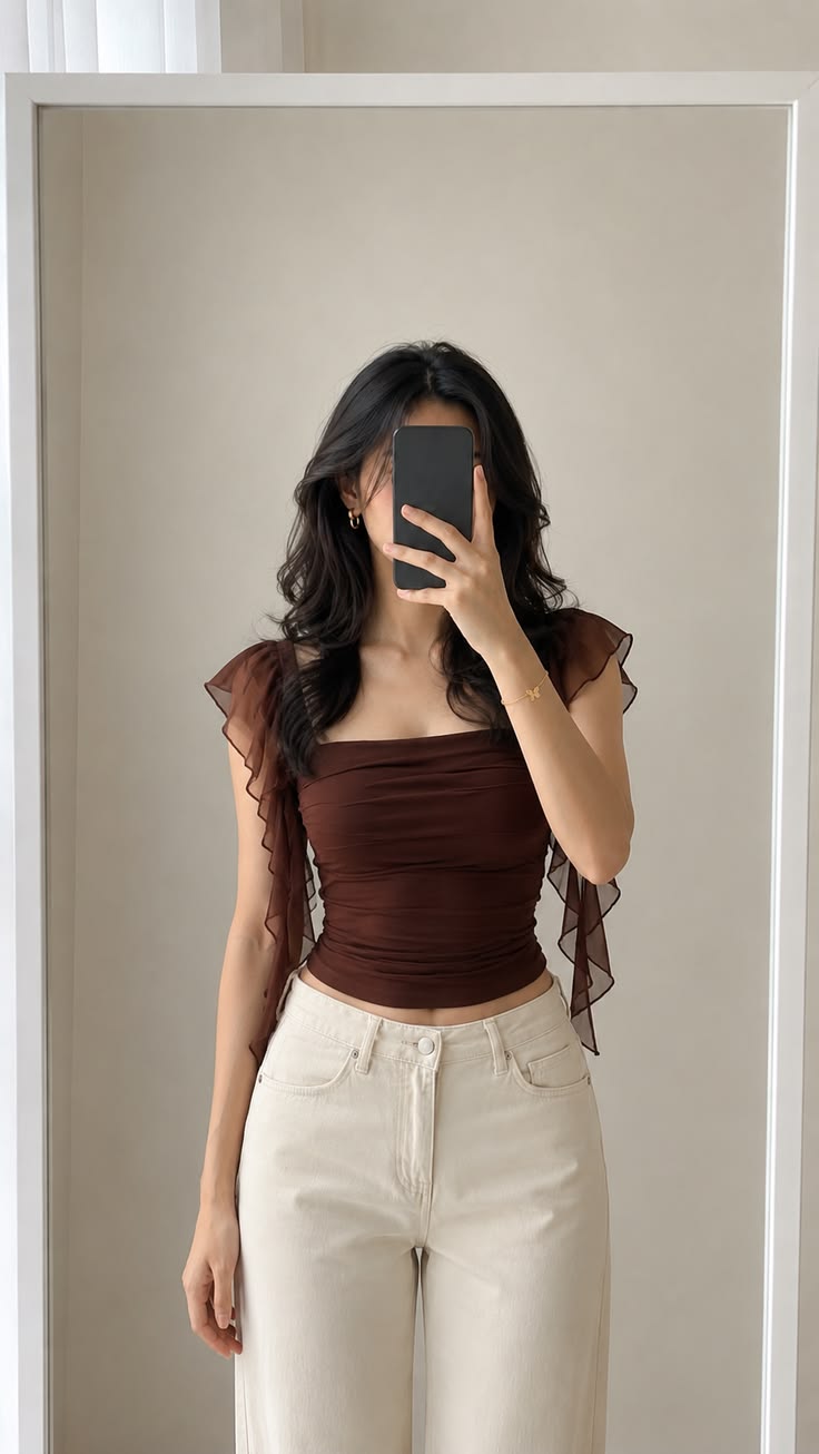 Red Ruffle Bow Peplum Top