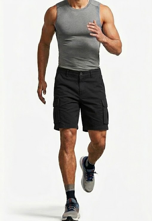 Men's Heavy-Duty Cargo Shorts - Black