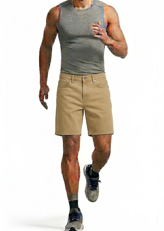 Men's 5-Pocket Denim Shorts - Washed Tan Khaki