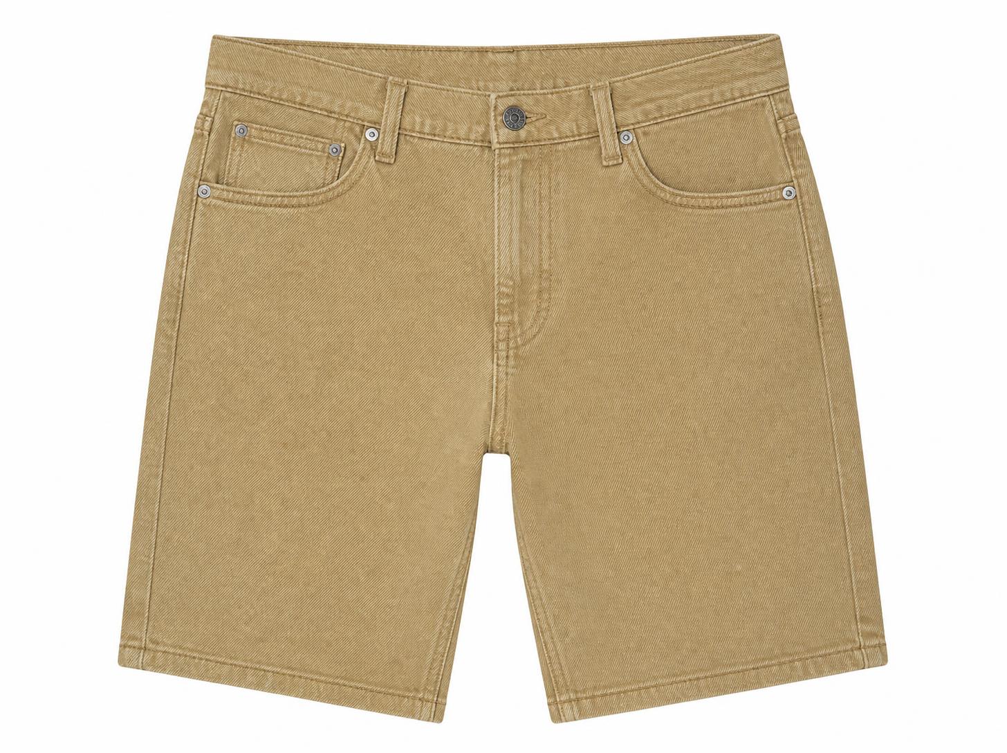 Men's 5-Pocket Denim Shorts - Washed Tan Khaki