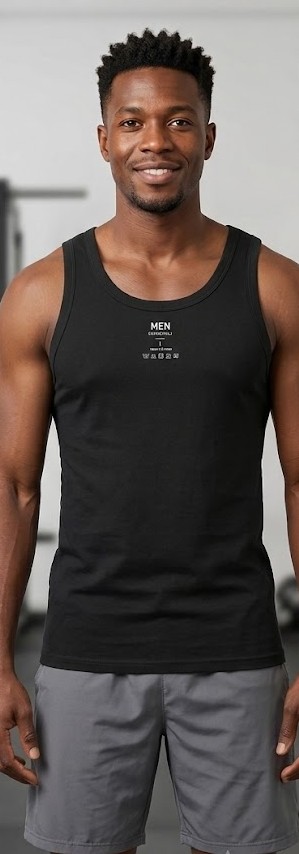 Men's Combed Cotton Ribbed Vest - Classic Black