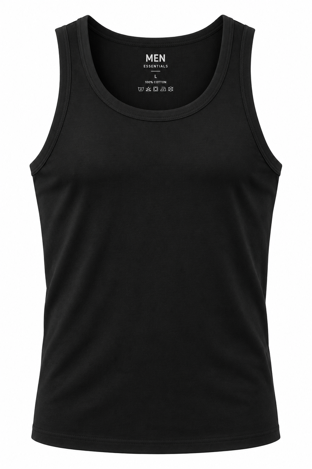 Men's Combed Cotton Ribbed Vest - Classic Black