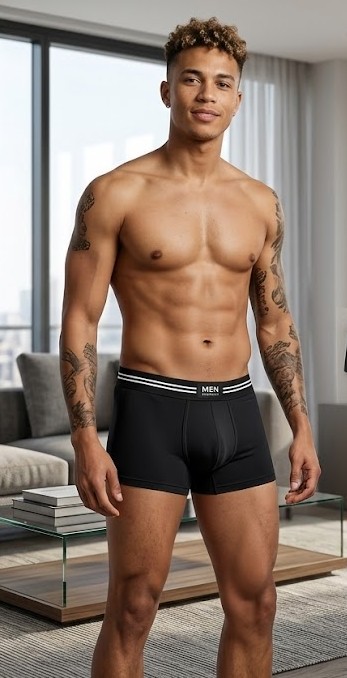 Men's Anti-Chafing Stretch Boxer Briefs - Solid Black