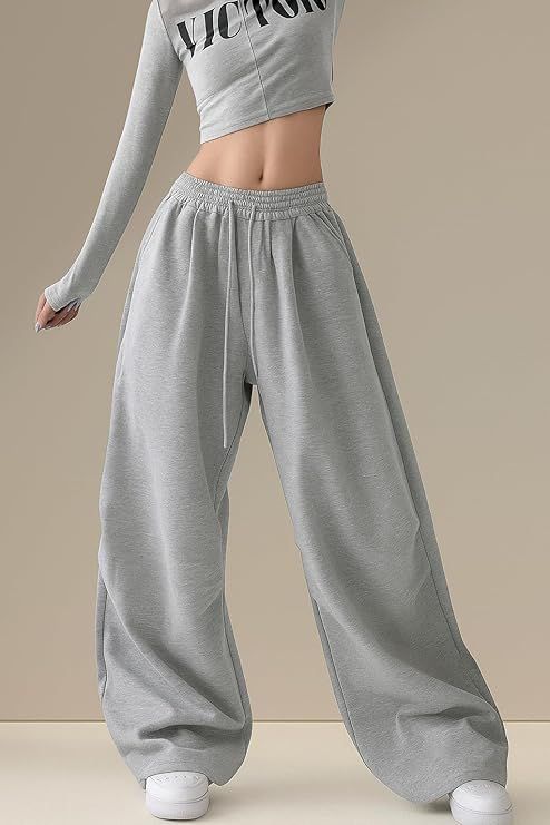 Women Grey Wide Leg Drawstring Trousers