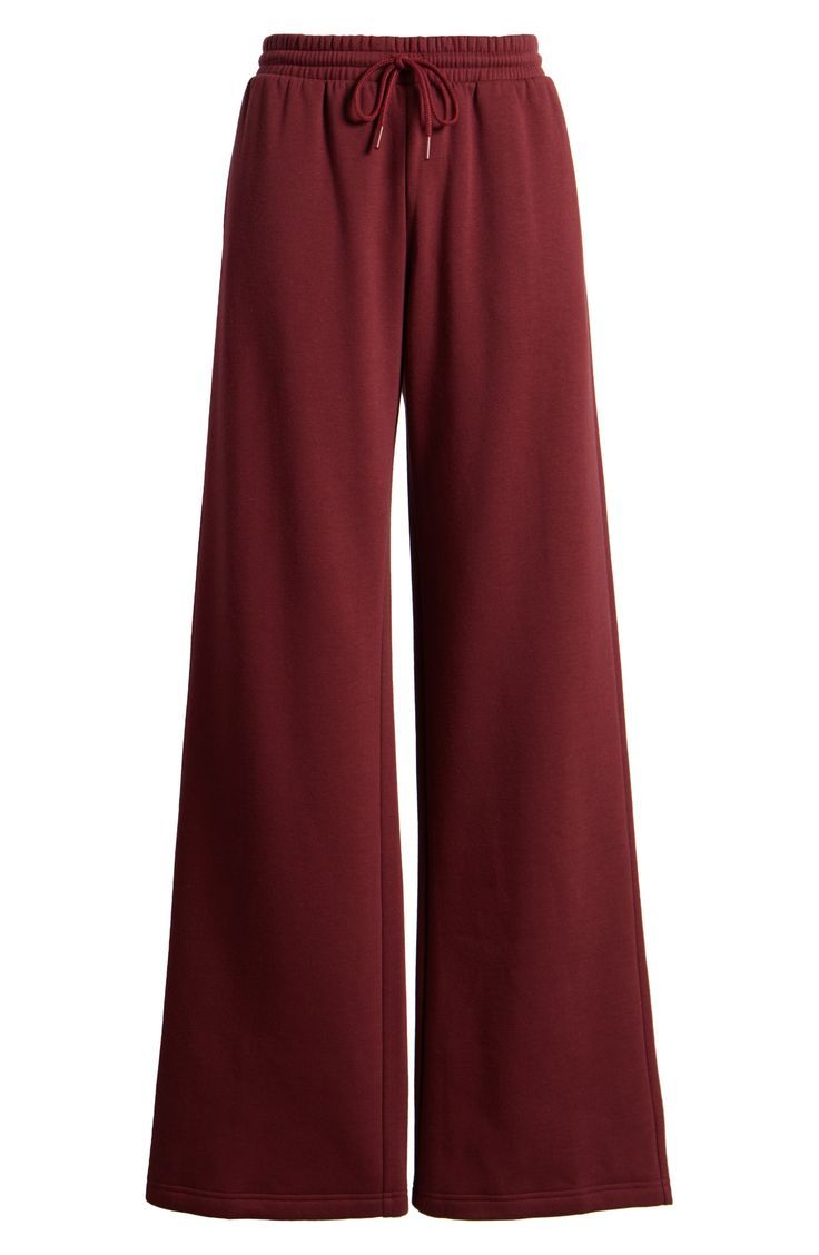 Women Burgundy Wide Leg Lounge Trousers