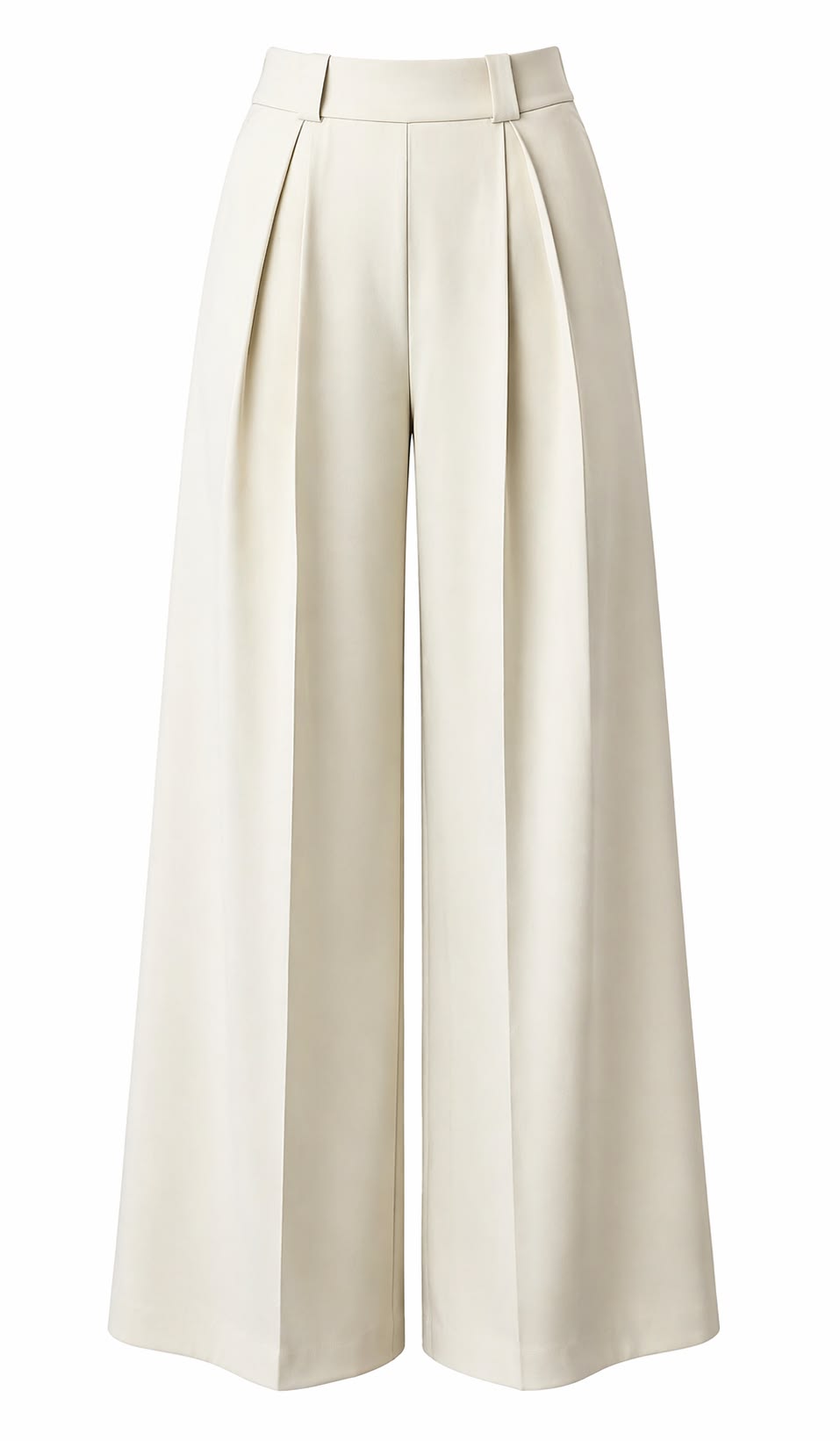 Women Beige High Waist Tailored Wide Leg Trousers