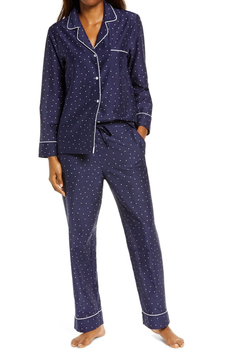 Women Navy Blue Satin Star Moon Pajama Set