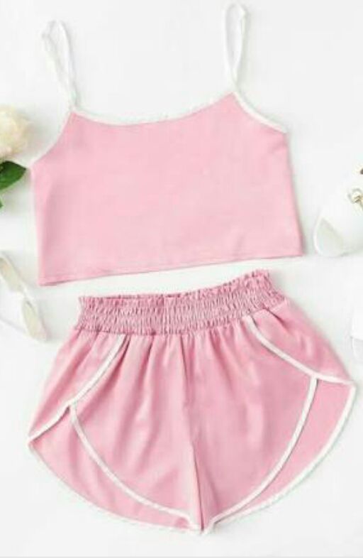 Women Pink Cami & Bunny Shorts Night Set