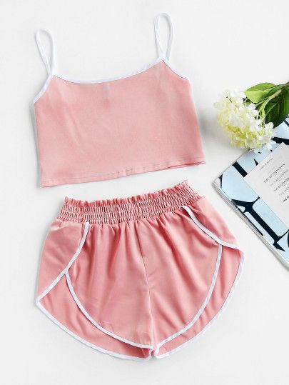 Women Pink Cami & Bunny Shorts Night Set