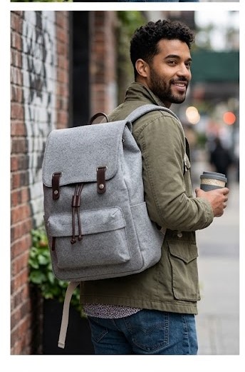Women Grey Casual Canvas Backpack