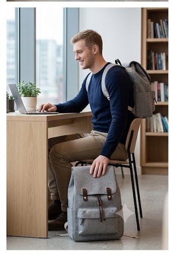 Women Grey Casual Canvas Backpack