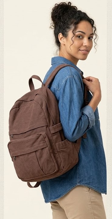 Women Brown Vintage Canvas Backpack