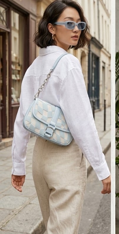 Women Pastel Blue Chain Shoulder Bag