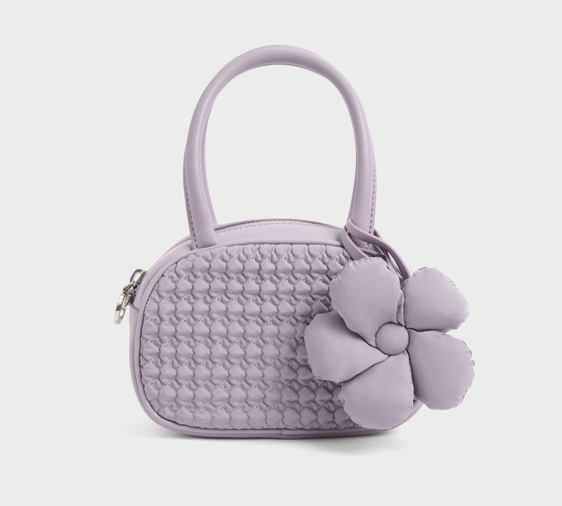 Women Lavender Quilted Bow Handbag