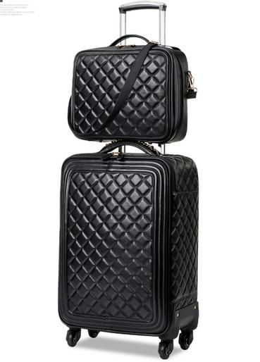 Women Black Quilted 4 Piece Luggage Set
