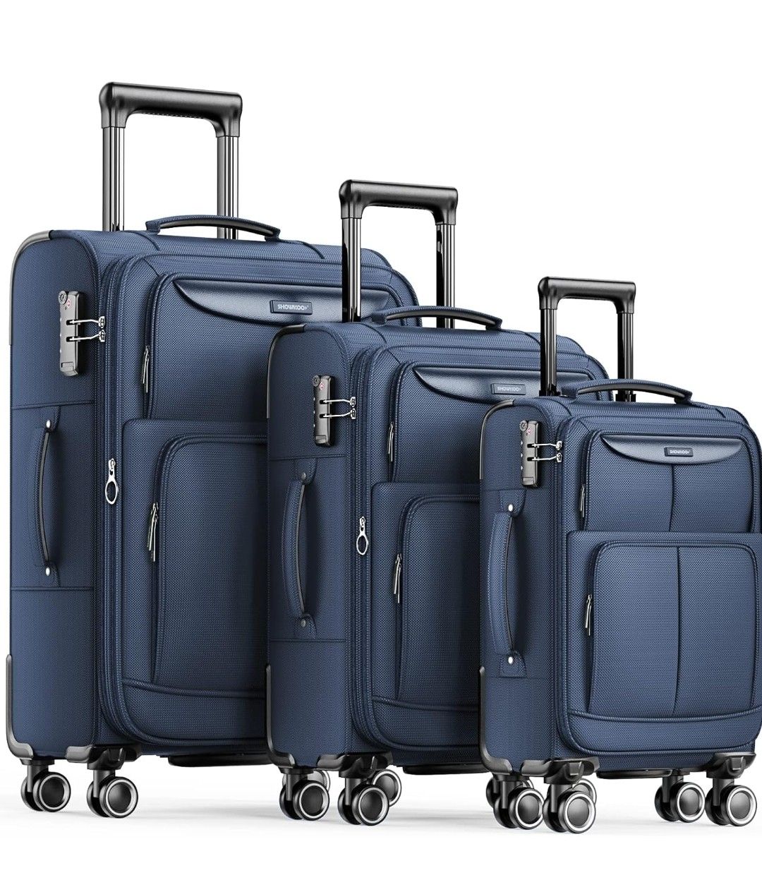 Women Navy Blue Softside 3 Piece Luggage Set