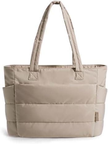 Women Beige Puffer Tote Bag