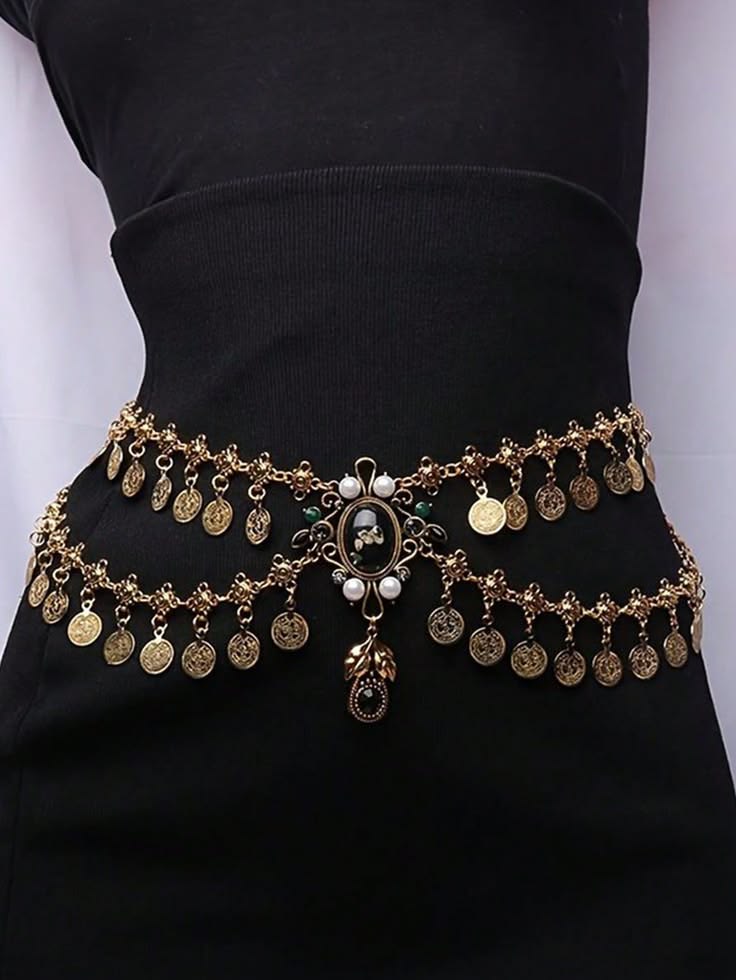 Gold Coin Charm Waist Belt