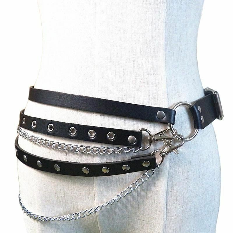 Black Chain Detail Waist Belt