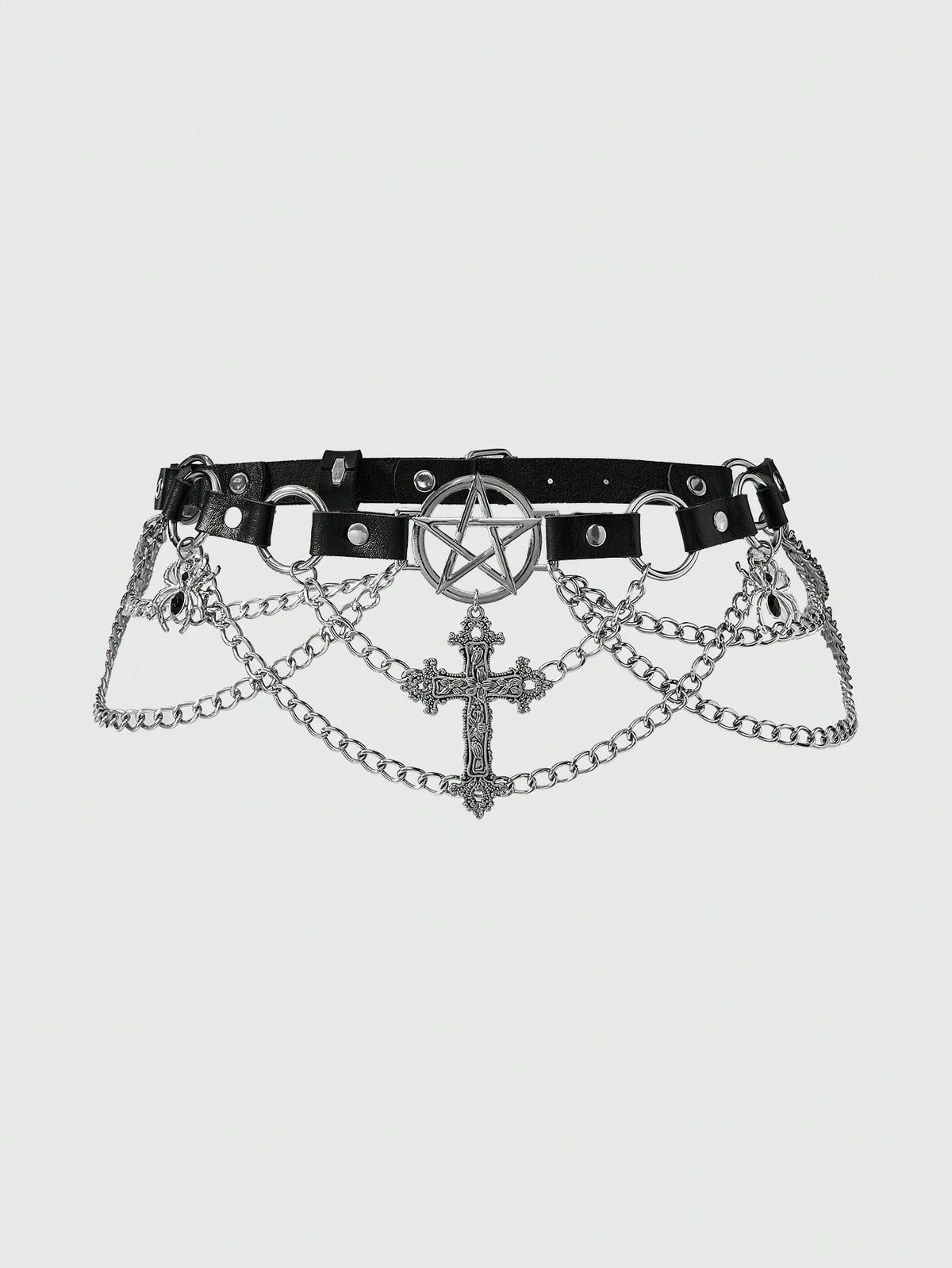 Black Chain Detail Waist Belt