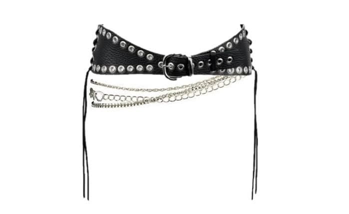 Black Chain Detail Waist Belt