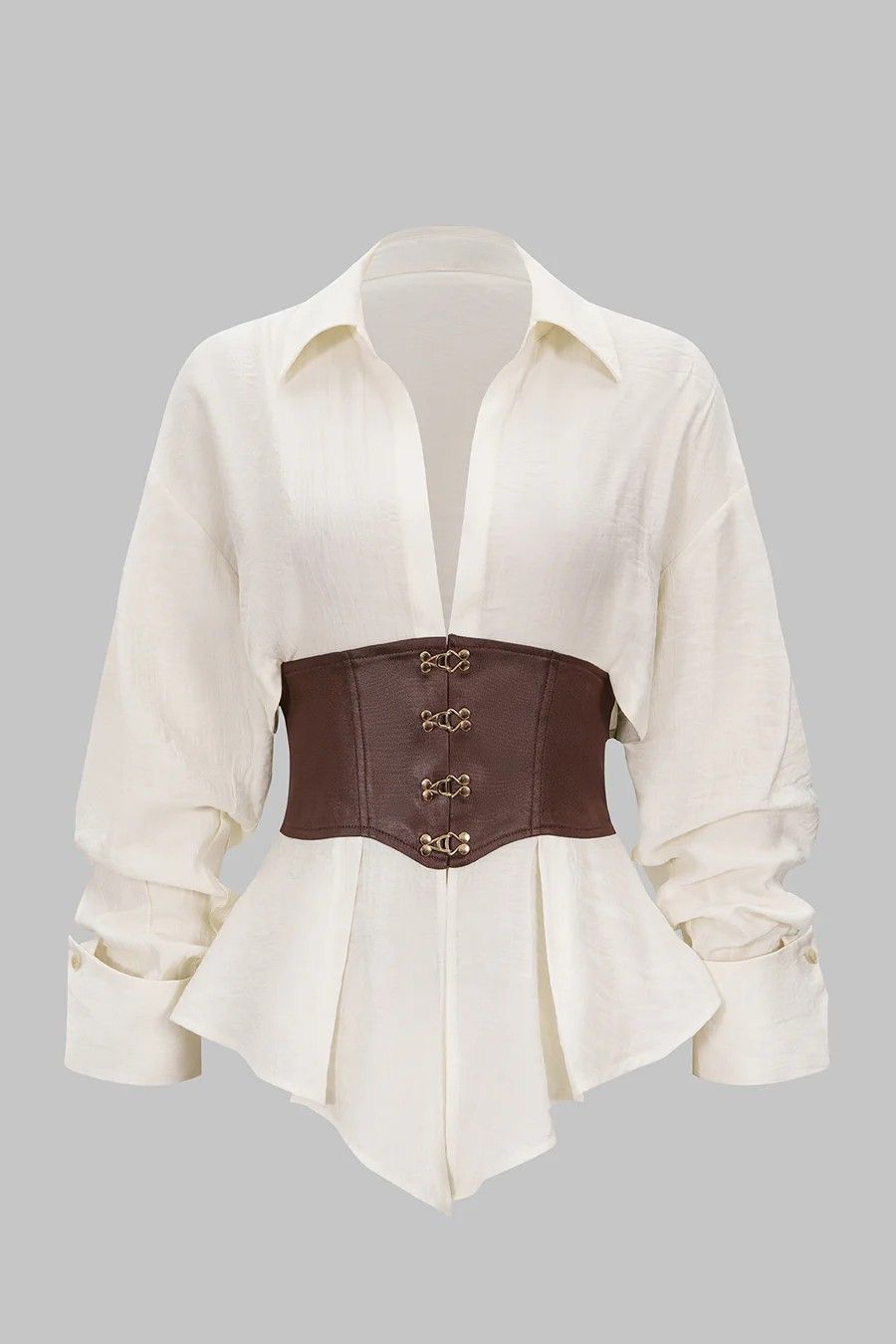 Brown Lace-Up Corset Waist Belt