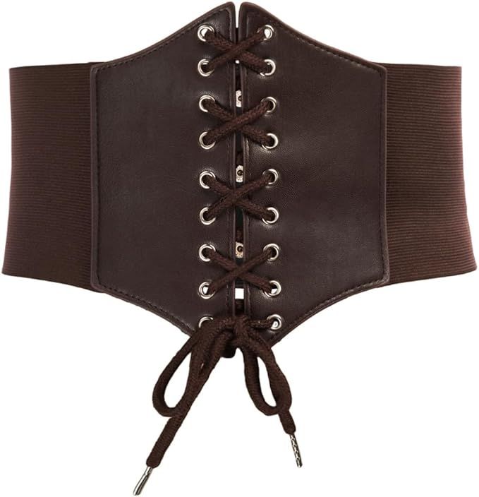 Brown Lace-Up Corset Waist Belt