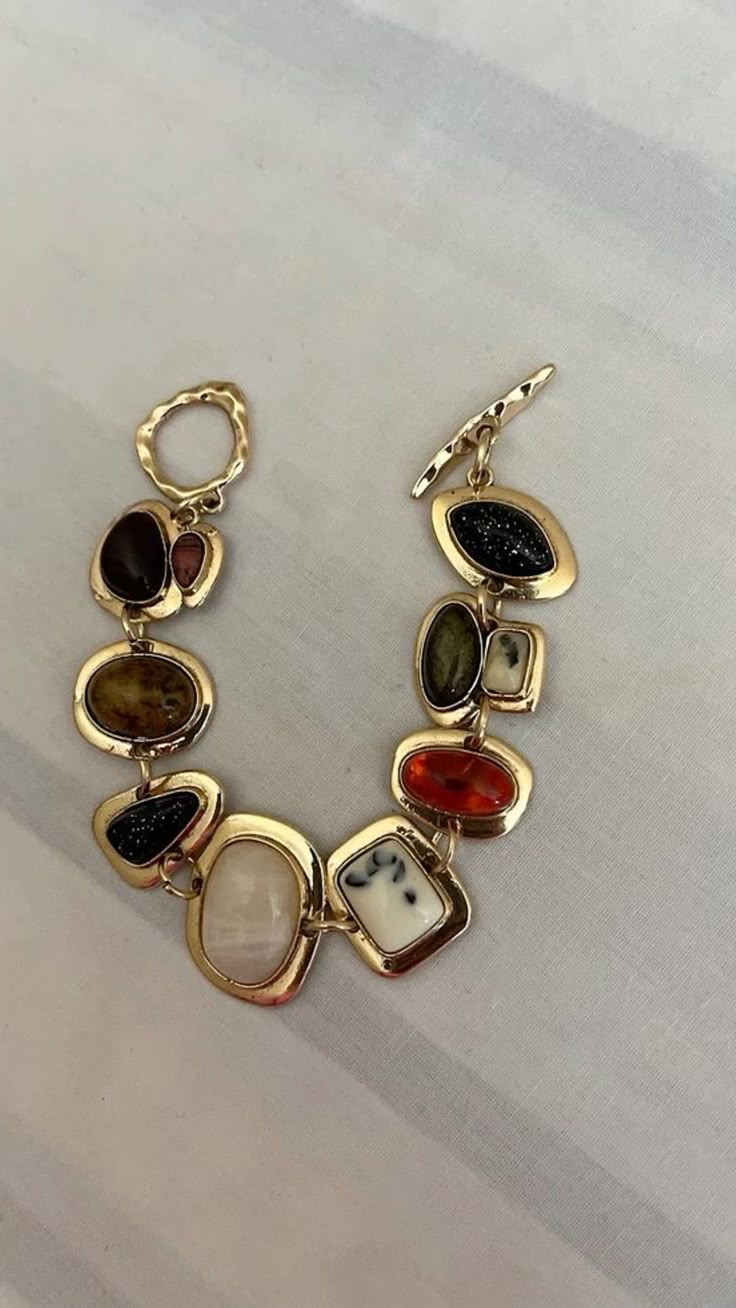 Vintage Gemstone Charm Bracelet