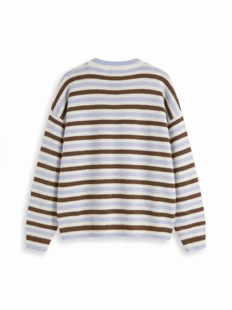 Blue Brown Horizontal Stripe Sweater