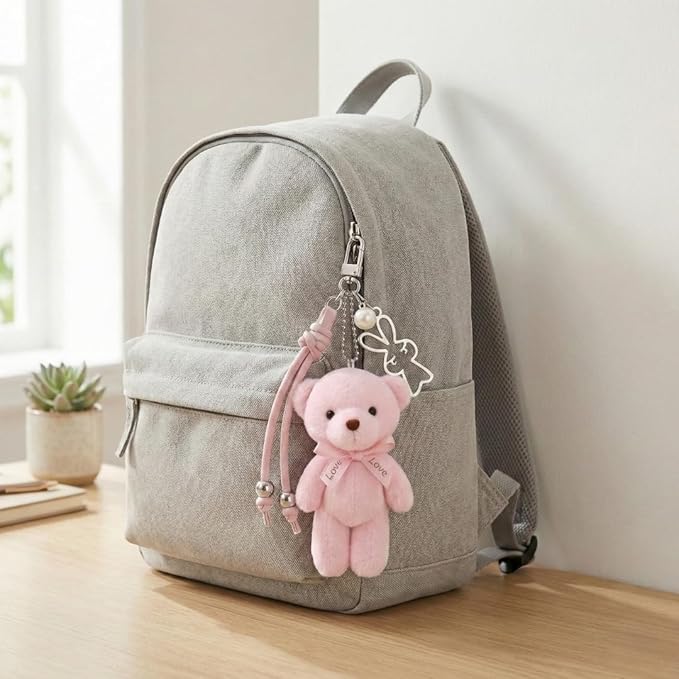 Pink Teddy Bear Keychain