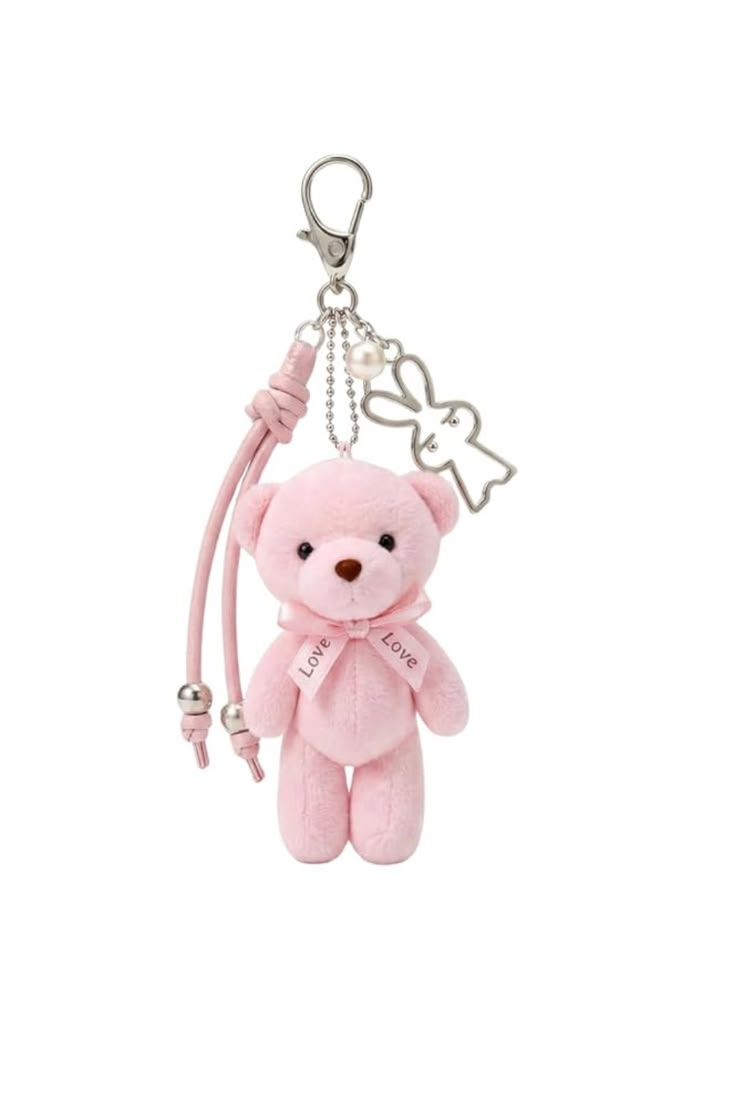 Pink Teddy Bear Keychain