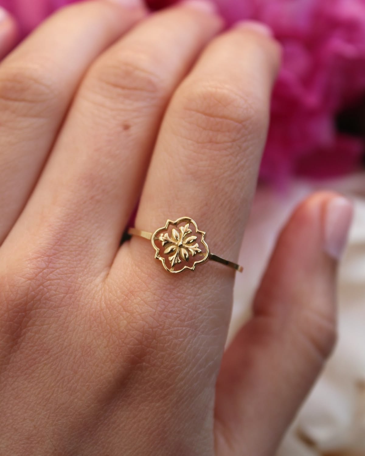 Gold Floral Statement Ring
